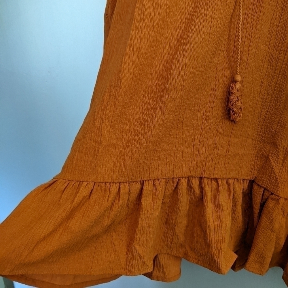 Storia Boho Dress Rust Orange Tassells Oversized Bell Sleeves Small Beautiful!!! - Picture 4 of 10